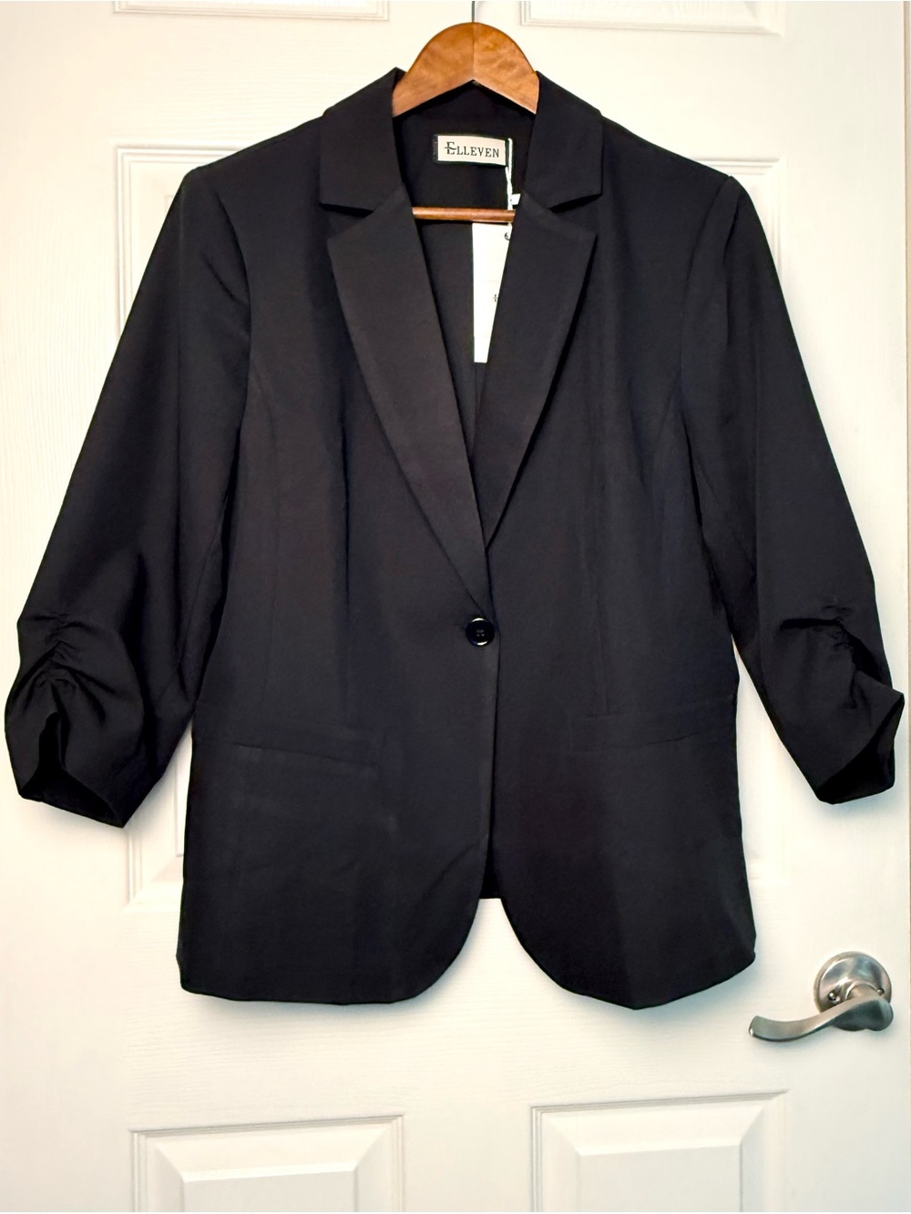 Women's Ruched 3/4 Sleeve Lightweight Slim Fit Blazer NWT - Picture 3 of 9